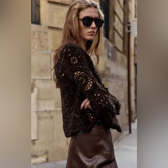 ZARA Crochet Long Sleeve Sweater - Picture 2 of 8